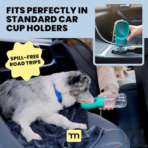 MalsiPree Dog Water Bottle Dispenser - 12 oz Blue - Leak-Proof Lock & One-Hand Operation - Dog Water Bowl Dispenser - Pet ...
