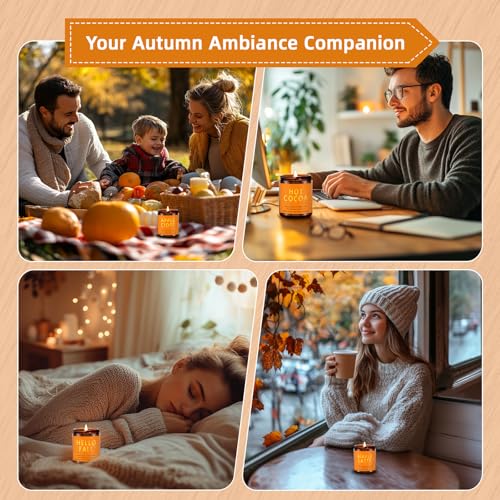 Fall Candles Set | 4 Pack Candles for Home Scented Natural Soy Wax, Autumn Gifts Set for Women Men, Fall Fragrance of Hell...
