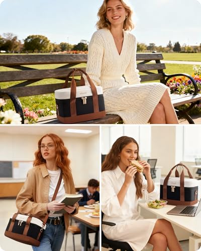 LOVEVOOK Insulated Lunch Box for Women Men, Reusable Lunch Bag with Large Capacity, Leakproof Cooler Lunch Tote for Work, ...