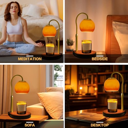 DALUXshop Candle Warmer Lamp with Timer 2H/4H/8H, Adjustable Height Dimmable Candle Lamp with 2 Bulbs, Wax Melt Warmer for...