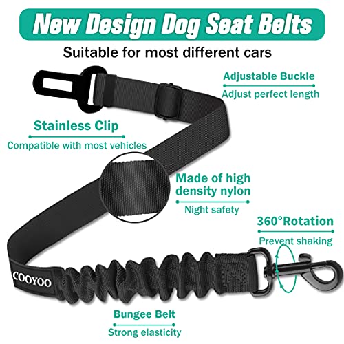 COOYOO Dog Seat Belt,3 Piece Set Retractable Dog Car Harness Adjustable Dog Seat Belt for Vehicle Nylon Pet Safety Seat Be...