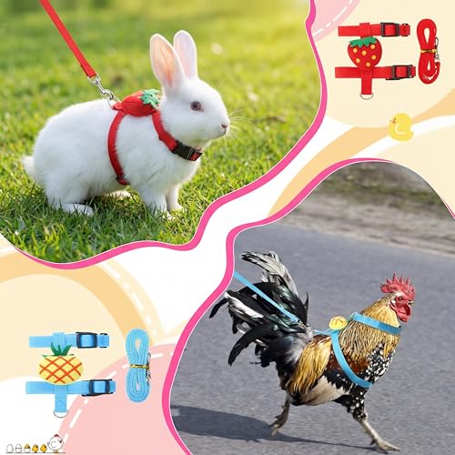 6 Pcs Adjustable Bunny Rabbit Harness with Leash Set Comfortable Small Pet Cute Vest Harness Leash Adjustable Walking Rope...