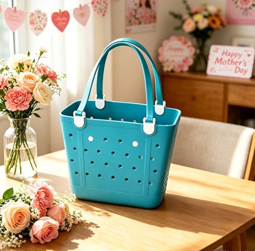 CLLTIV Rubber Beach Bag, Waterproof Travel Bags Washable Open Tote Bags for Beach（Small&Medium&Large& XL Beach Tote）