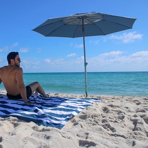 Handy Beach Umbrella & Anchor System, Large 7ft Silver Coated UPF 55 Canopy, 10 Second Installation, Wind Resistant, Durab...