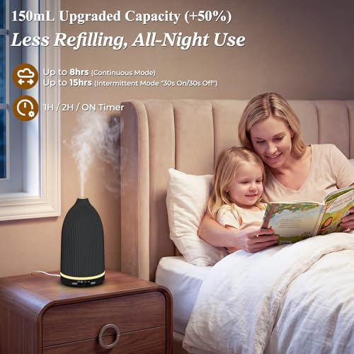 URPOWER 100ML Essential Oil Diffuser Ultrasonic Cool Mist Humidifier with 7 LED Lights, Timer & Auto-Off Quiet Aromatherap...