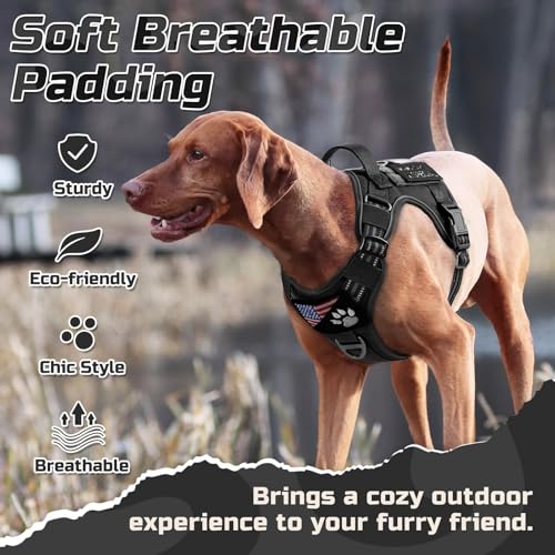 rabbitgoo Tactical Dog Harness for Large Dogs, No Pull Military Service Vest with Handle & Molle, Easy Control for Trainin...