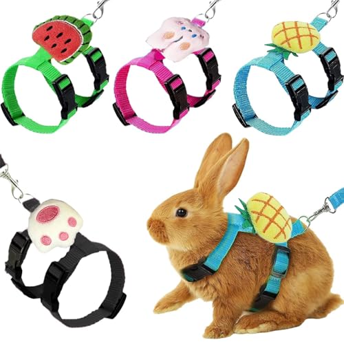 4-Pack Adjustable Bunny Harness & Leash Set - Secure Vest-Style with Bow Tie for Rabbits, Kittens, Puppies & Small Pets