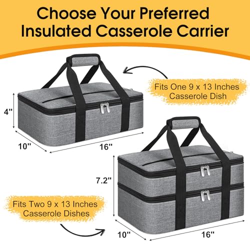 MIAOJIE Insulated Casserole Carrier, Portable Casserole Carrier for Hot or Cold Food Lunch Tote Warmer or Cooler Bag, Lasa...