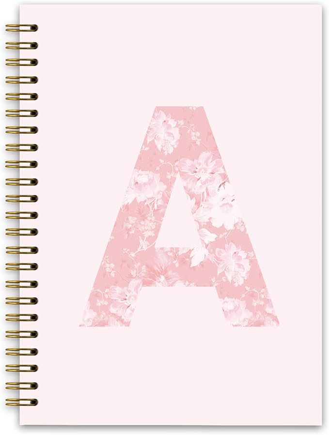 NaZaUK Pink Cute Personalized Notebook Journals for Women, Monogrammed Gifts for Women, Custom Initial Coquette Pink Flora...
