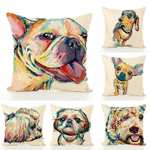 Redland Art Cute Pet Animal Dachshund Dog Pattern Throw Pillow Covers Linen Cushion Cover Cases Pillowcases Car Sofa Home ...