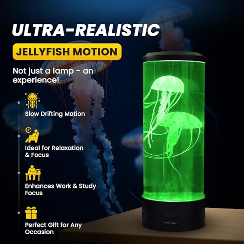 Brewish Jellyfish Lamp, 16 Color Options, 4 Mode Lifelike Jellyfish Aquarium, Auto Shutdown, Remote Control Electric Jelly...