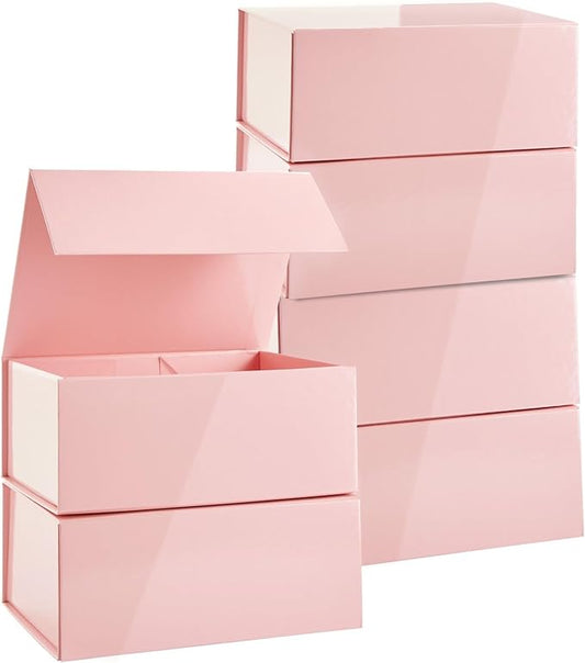 Stockroom Plus Jewelry Gift Box Set - 6-Pack, 9.5 x 7 x 4 In, Pink Magnetic Lids - Bulk Boxes for Bridesmaid Proposals, We...