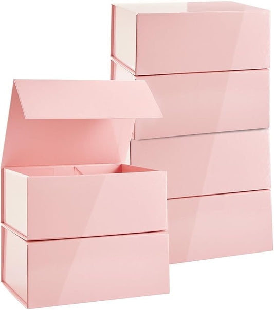 Stockroom Plus Jewelry Gift Box Set - 6-Pack, 9.5 x 7 x 4 In, Pink Magnetic Lids - Bulk Boxes for Bridesmaid Proposals, We...