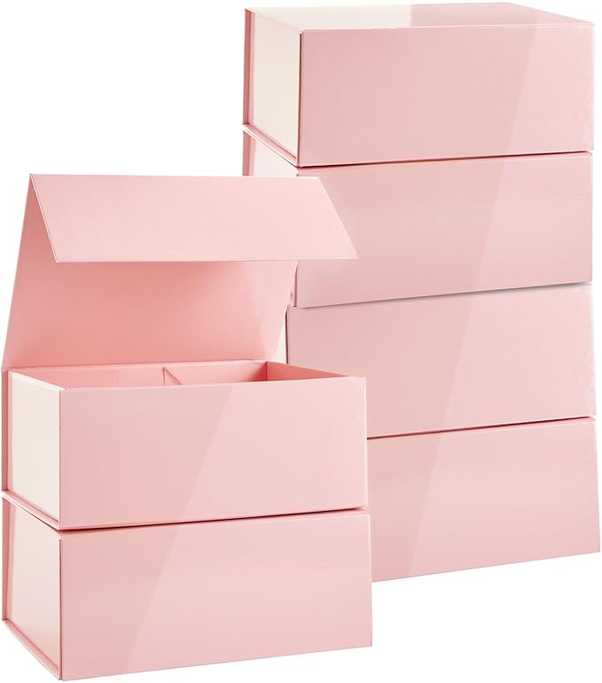Stockroom Plus Jewelry Gift Box Set - 6-Pack, 9.5 x 7 x 4 In, Pink Magnetic Lids - Bulk Boxes for Bridesmaid Proposals, We...