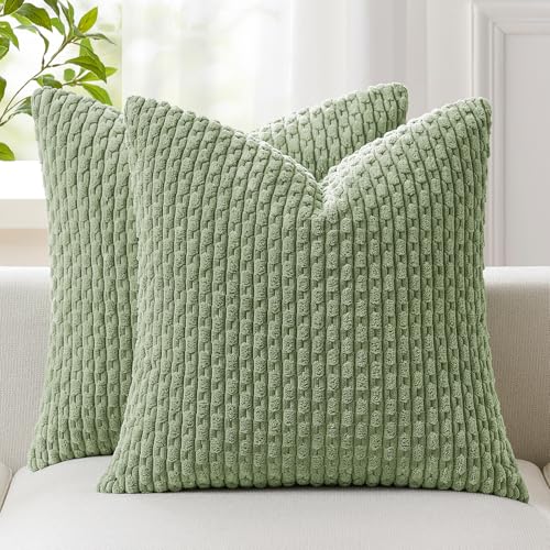 Kevin Textile 2 Packs Spring Decorative Throw Pillow Covers 18x18 Inch for Living Room Couch Bed Spring Sofa Soft Striped ...