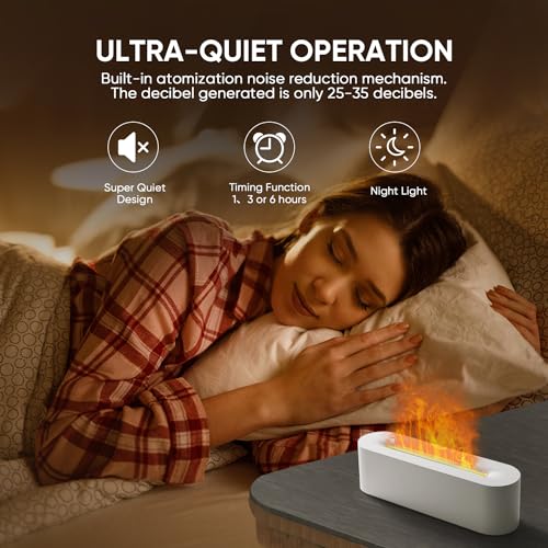 YALEDI Essential Oil Diffuser, Fireplace Flame Fire Oil Diffuser, 150ml Ultrasonic Cool Mist Aromatherapy Humidifier, Scen...
