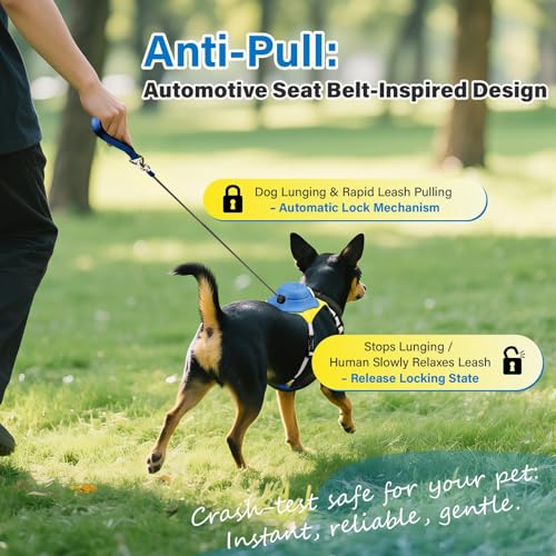 paatata No Pull Dog Harness, 2 in 1 Retractable Harness with Auto-Lock, Reflective Breathable Mesh and Handle, Adjustable ...