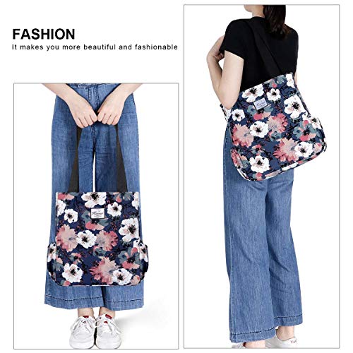KAMO Floral Tote Bag - Waterproof Lightweight Handbags Travel Shoulder Bag for Hiking Yoga Gym Swimming Travel Beach
