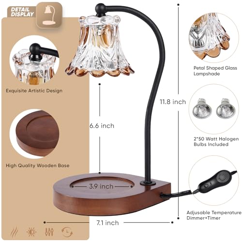 BODEVEDOB Candle Warmer Lamp with Timer,Dimmable Electric Fragrance Wax Warmer,Elegant Home Decor Melt Warming Heater As B...