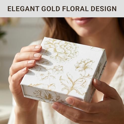 Sorarto Luxury Keepsake Gift Boxes with Magnetic Lids (2 Pack) - Rigid 4x4 Boutique Box for Handkerchiefs, Jewelry & Brida...