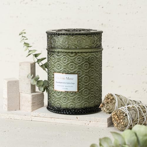 LA JOLIE MUSE Eucalyptus & Alpine Sage | Eucalyptus, Lavender & Sage Candle for Home Cleansing | 19 oz Wooden Wick | Natur...