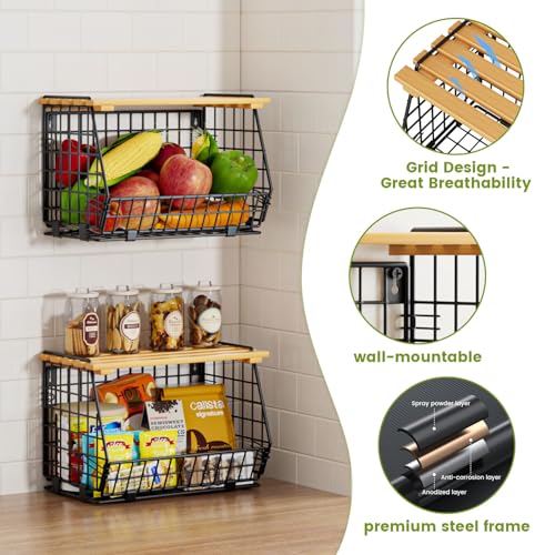 GGIU Wire Fruit Basket for Kitchen Storage: Hanging and Counter Basket for Vegetable Produce - Potato and Onion Storage fo...