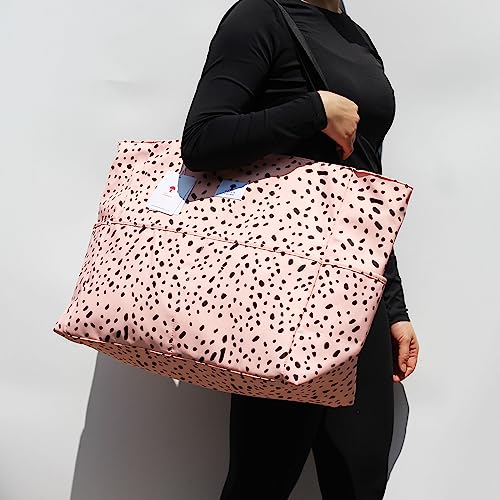 ESVAN Large Foldable Beach Bag for for Women with Dry Wet Compartment Waterproof Sandproof Travel Gym Picnic Handbag