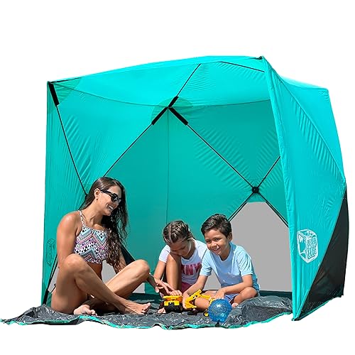 Beach Cube Pop Up Beach Tent Portable Shade Sun Shelter UPF50+ UV Protection for 4 Person Expandable Floor for Beach Fishi...