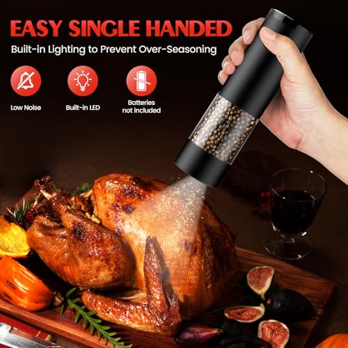 Electric Salt and Pepper Grinder Set Automatic Battery Pepper Mill Shakers Adjustable Coarseness Upgraded Larger Capacity ...