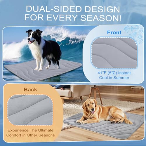 Cozyide Dog Cooling Mat, Large Cooling Mat for Dogs, Reversible Pad for Pet, 36" L x 23" W, Dark Grey
