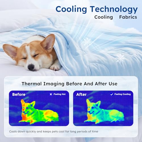 ZOMISIA Cooling Blanket for Large Dogs - High Cold Washable Pet Blanket, Travel Soft Dog Summer Essentials, Grey, 40"x50"