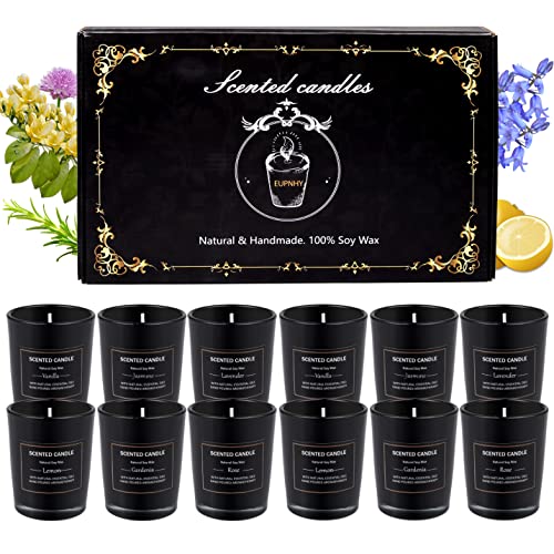 EUPNHY 12 Pack Scented Candles Gift Set 2.5oz Strong Fragrance Aromatherapy Jar Candle Set Soy Wax Decorative Candles for ...