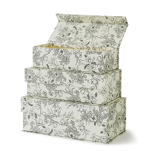 Soul & Lane Decorative Storage Boxes with Lids, Set of 3 Cardboard Boxes for Home Décor and Documents, Memory Organizers f...