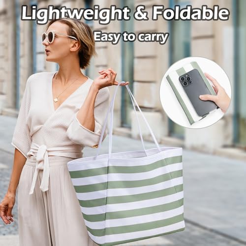 KALIDI Beach Tote Bag Women Large Waterproof Sandproof Shoulder Handbag Packable Grocery Bag Hobo Purse for Picnic Vacation