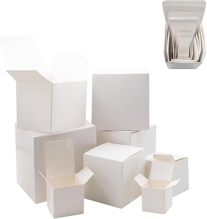 JoyHuaTrade 8 PCS Nesting Gift Boxes Assorted Size (1.2'' -4'') Prank Surprise White Square Box Funny Gag Supplies for Chr...