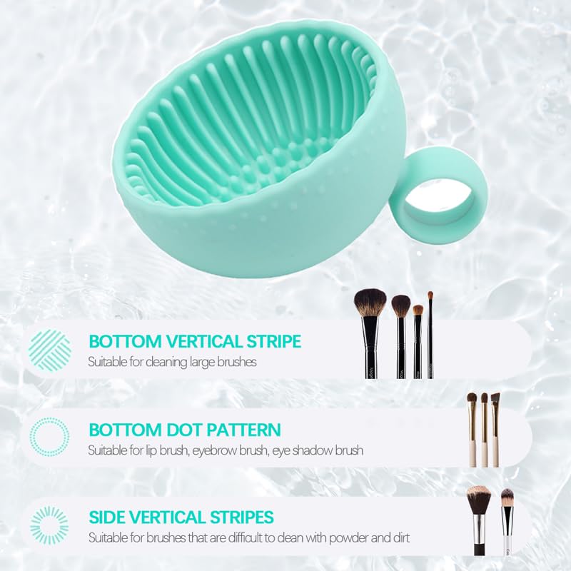 Generic Silicone Makeup Brush Cleaner, Brush Scrubber Bowl, Portable Washing Tool Cosmetic Brush Cleaner (Cyan)