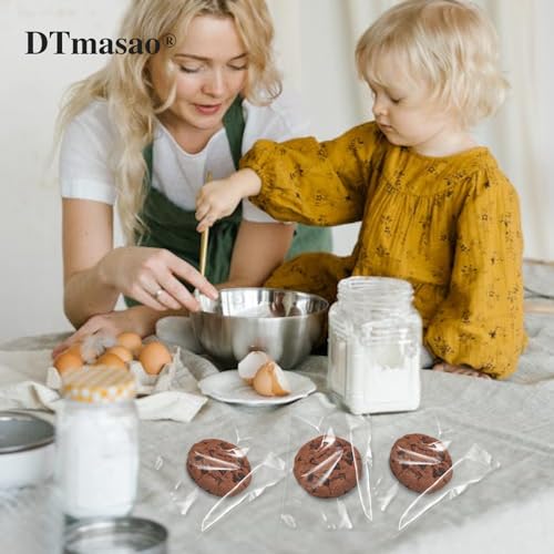 DTmasao 4x6 Inches 100 Pcs Clear Self Sealing Cellophane Bags Cookie Bags Resealable Cellophane Bag for Packaging Cookies,...