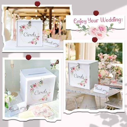 OurWarm White Wedding Card Box with Lock, PVC Gift Card Box for Wedding Decorations, Money Index for Party Honeymoon Fund ...