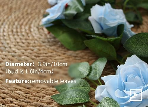 ZIFTY 5Pcs 32.5FT Blue Flower Garland Fake Flower Vines Faux Artificial Floral Garland Hanging Rose Ivy for Wedding Decort...