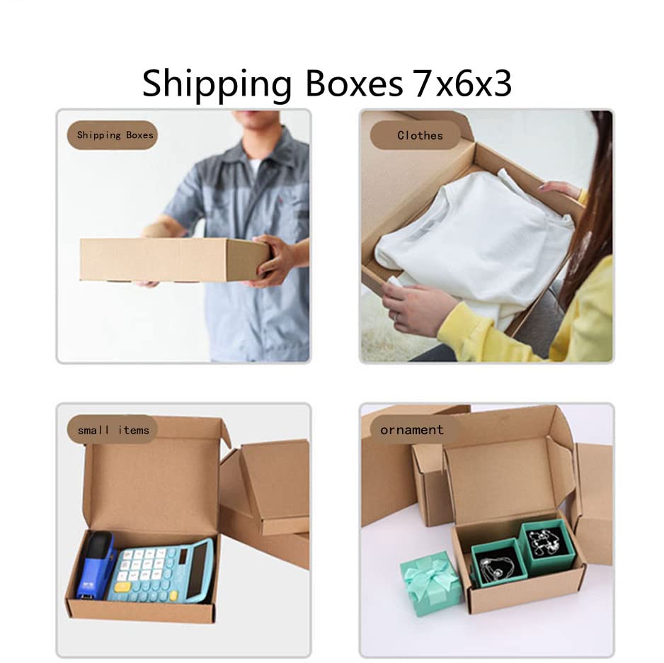 7x6x3 inch Shipping Boxes Pack of 25，Livejun Brown Corrugated Cardboard Box Mailer Boxes for Packaging Small Business Ship...