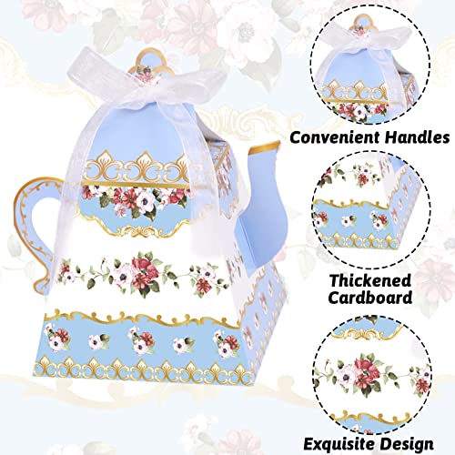 24Pcs Flower Tea Party Favor Gift Boxes Mini Teapot Candy Box Theme Tea Pot Party Decorations for Wedding Birthday Baby Sh...