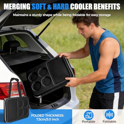 INSMEER Soft Cooler Bag with Hard Shell & 4 Cup Holders, 55 Cans 40L Collapsible Soft Sided Cooler, 100% Leakproof Insulat...