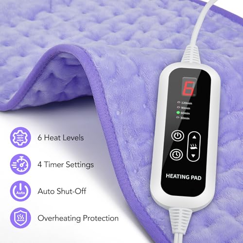 Heating Pad for Back Pain Relief - 33"x17" Extra Large Electric Heat Pad,6 Heat Settings &4 Auto Off, Machine Washable,Ove...