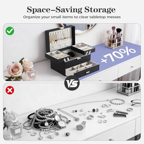 Dajasan Jewelry Organizer Box, Large Jewelry Boxes for Women Girls, Space-Saving 3 Layers Jewelry Storage Case with Drawe...