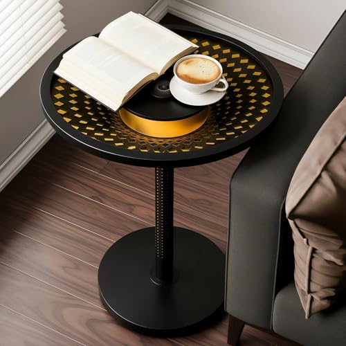 JOOFO End Table, Side Table with Ambient Light and Wireless Charging, Nightstand, Small End Table for Bedroom and Living R...