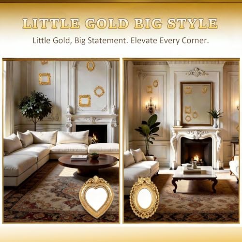 Hubaltuye 8 Pcs Mini Frames Mini Golden Frames, Small Photo Frames with Carved Edges Decorative Picture Frames for Wall Ha...
