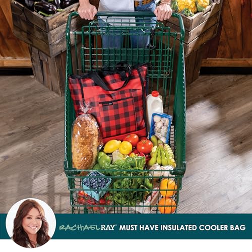 Rachael Ray Chillout Soft Cooler Bag, Large Reusable Insulated Grocery Bag with Zippered Top, Travel Tote for Hot or Cold ...