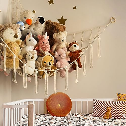 Stuffed Animal Storage Hammock or Net Corner - Large Toy Hammock Net for Stuffed Animals Room Decor - Cute Stuff Animal Or...
