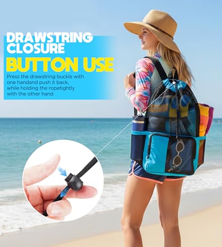 RUENVUE Mesh Swim Bag Drawstring Backpack 20L, Swim bags for Swimmers Equipment & Summer Essentials Mens and Women, Beach ...