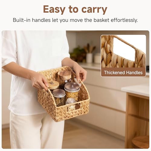 StorageWorks Pantry Baskets for Organizing, Wicker Basket with Built-in Handles, Handwoven Wicker Storage Baskets, Water H...